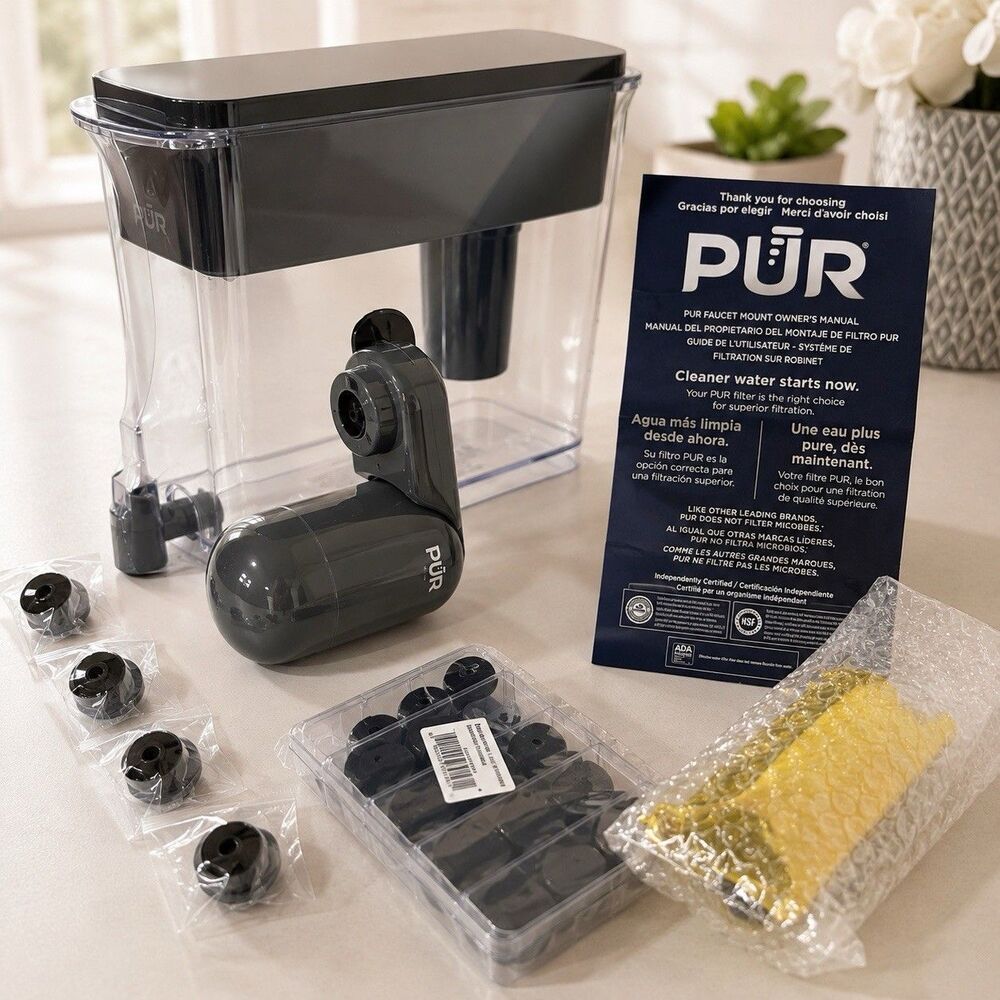 PUR  Faucet Mount Water Filter System + 120-Piece Washer Set –BRITA New